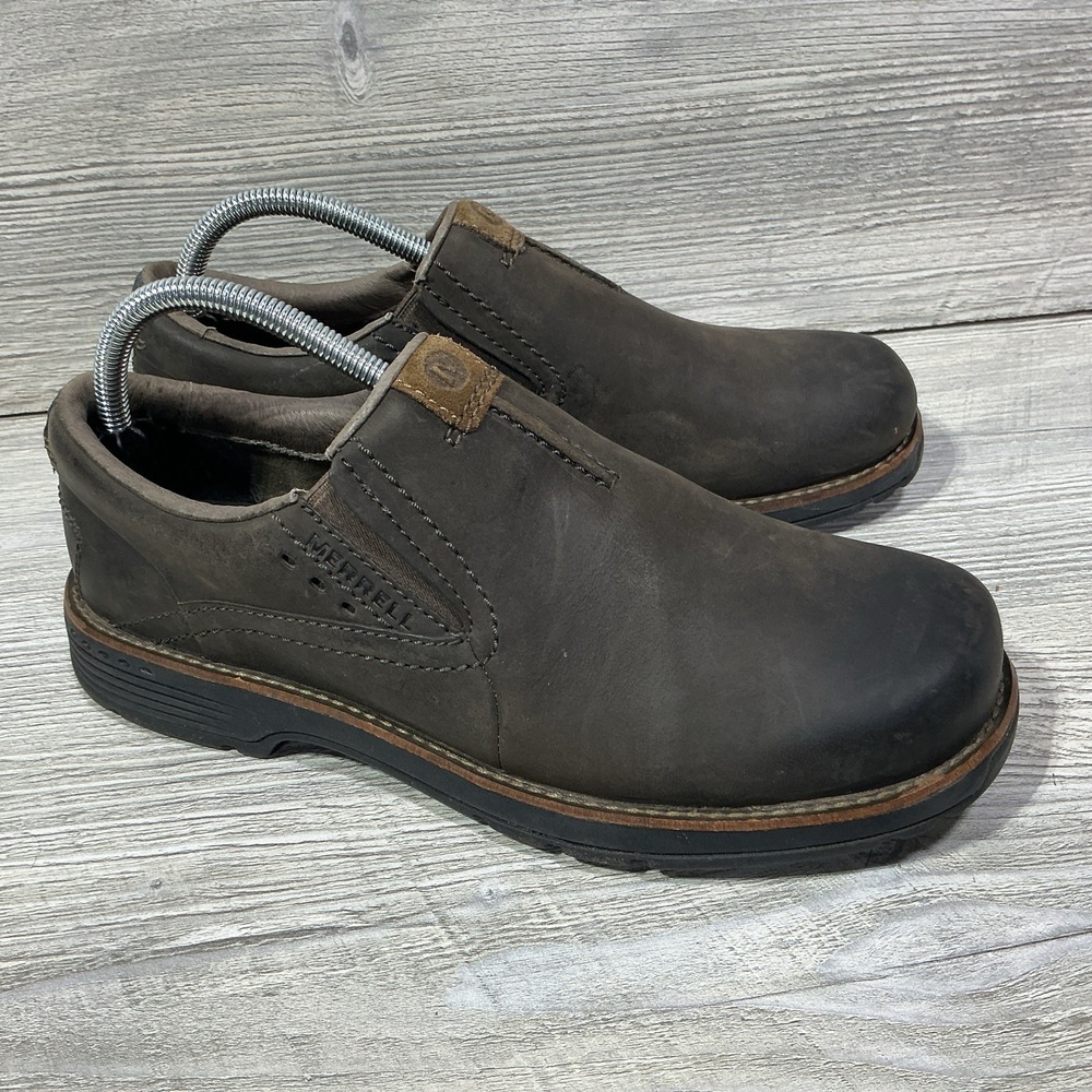Merrell Realm Moc Shoes Mens 8 Slip On Round Toe Comfort Low Top J42147 Brown
